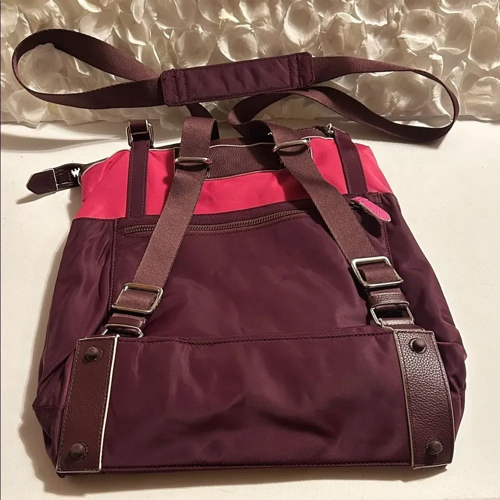Cole Haan Maroon and Pink Backpack